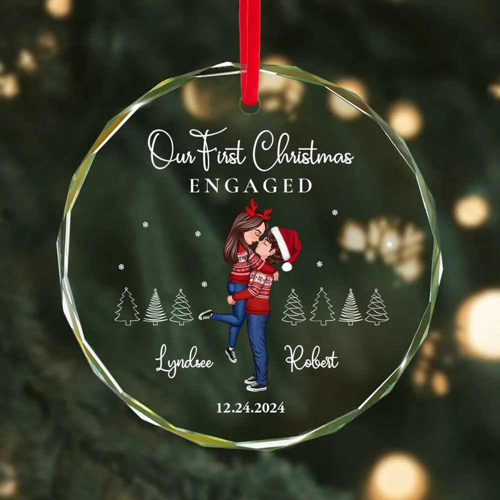 Our First Christmas Engaged Married, Newly Engaged Married Couple Personalized Ornament