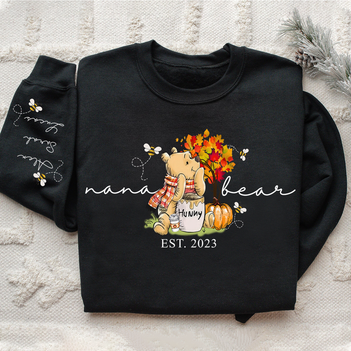 Custom Grandma Bear Autumn With Grandkids Sweatshirt