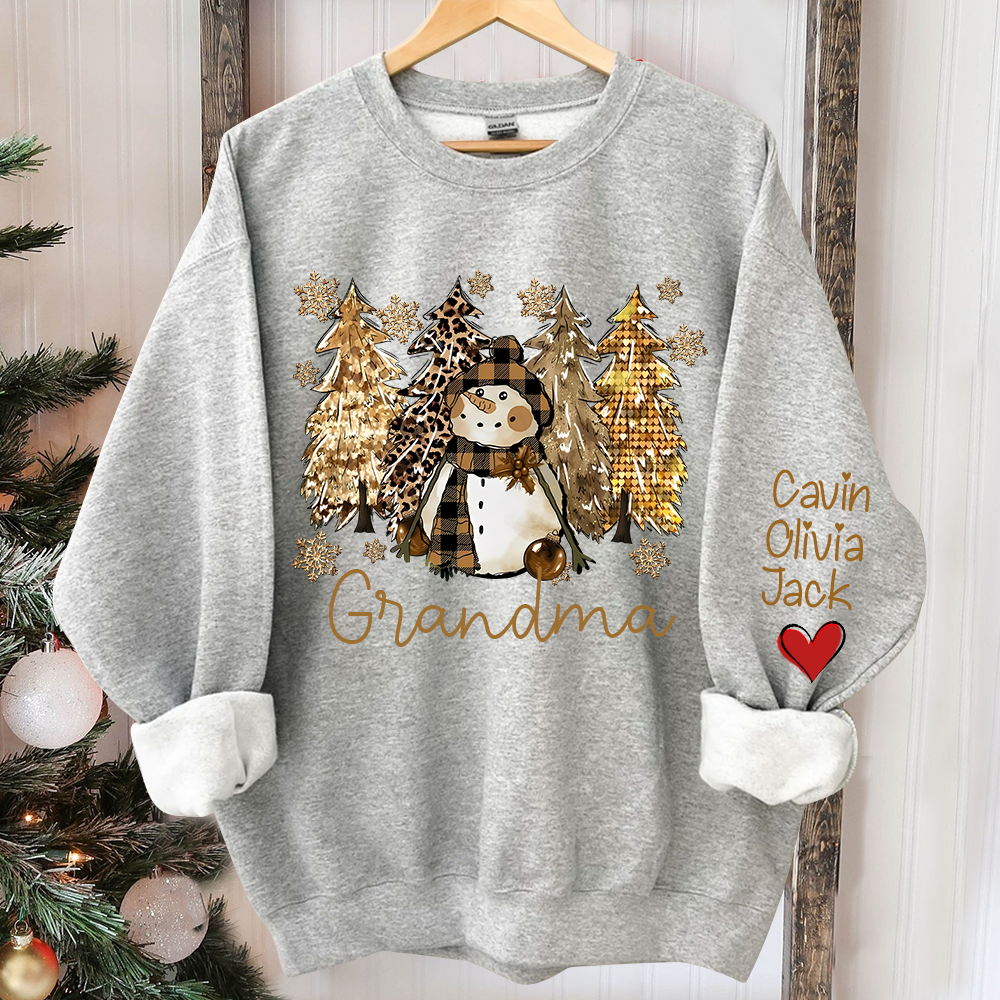 Custom Grandma Christmas Tree With Grandkids Sweatshirt