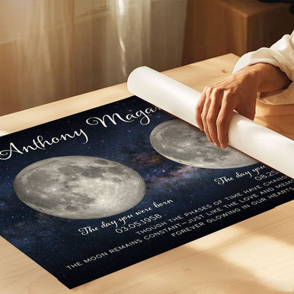 Lost Loved One Moon Phase Art Memorial Sympathy Gift Personalized Poster