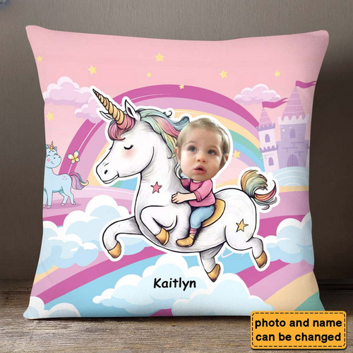 Personalized Unicorn Wonderland Custom Kid Photo Pillow