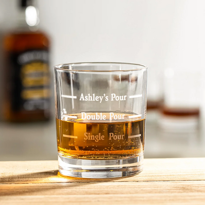 Personalised 10oz Pour Line Whisky Glass with Engraved Name Father's Day Gift for Dad and Husband