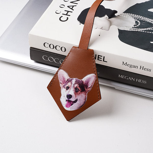 Personalized Dog Cat Photo Leather Bag Tag with Name Birthday Gift for Pet Lovers