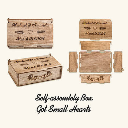 Personalized Wedding Handmade Wooden Guest Book with Hearts and Engraved Box Alternative Wedding Decor