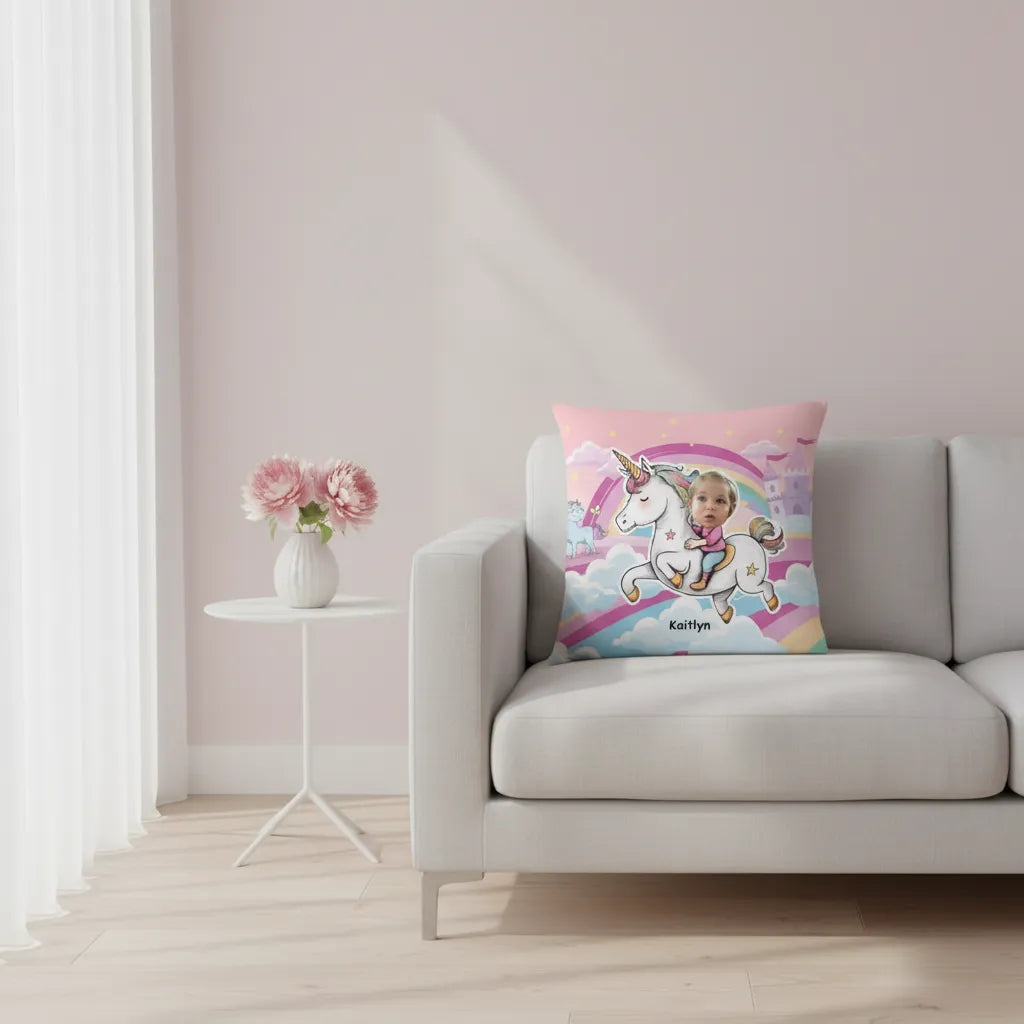 Personalized Unicorn Wonderland Custom Kid Photo Pillow