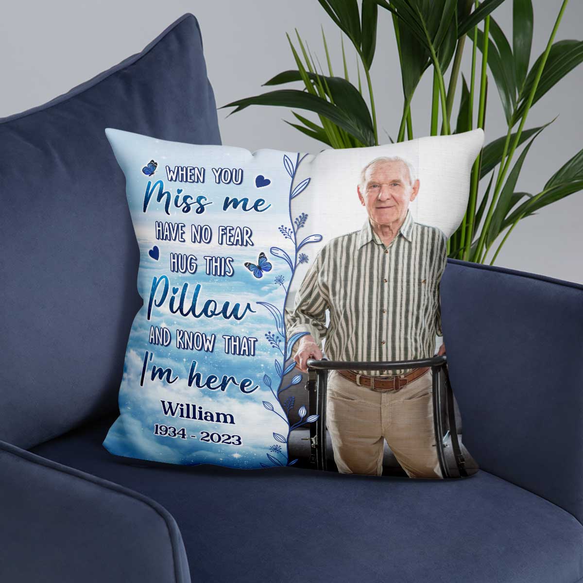 When You Miss Me Hug This Pillow Photo Inserted Sky Cloud Personalized Pillow