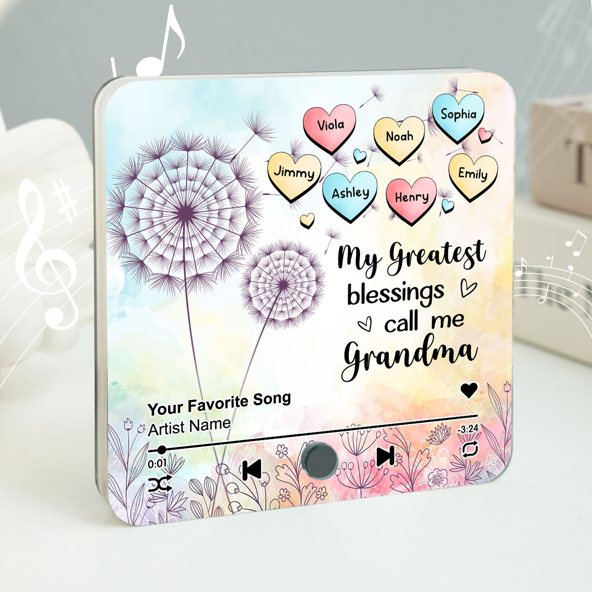 My Greatest Blessing Call Me Grandma Personalized Music Fridge Magnet, Custom Any Song You Want, Birthday, Mother's Day Gift for Grandma