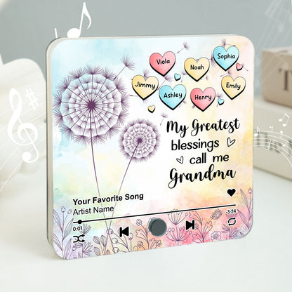 My Greatest Blessing Call Me Grandma Personalized Music Fridge Magnet, Custom Any Song You Want, Birthday, Mother's Day Gift for Grandma