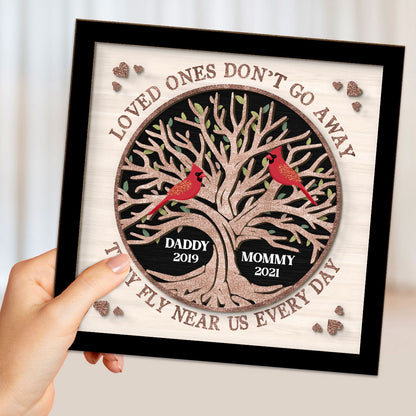 Memorial Cardinals Glitter Tree Personalized 2-layer Wooden Plaque