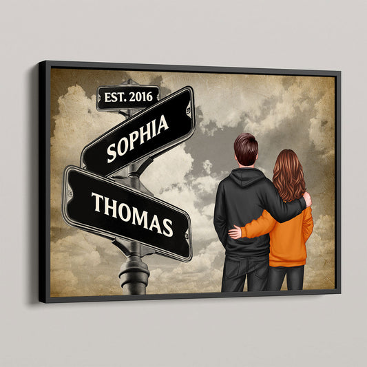 Back View Couple Street Signs Personalized Poster, Gift For Him, For Her, Husband, Wife