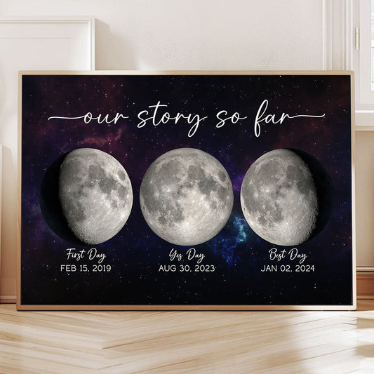 The Moon Witnessed Our Love Story Moon Phase Art Celebrate Special Milestones Personalized Poster
