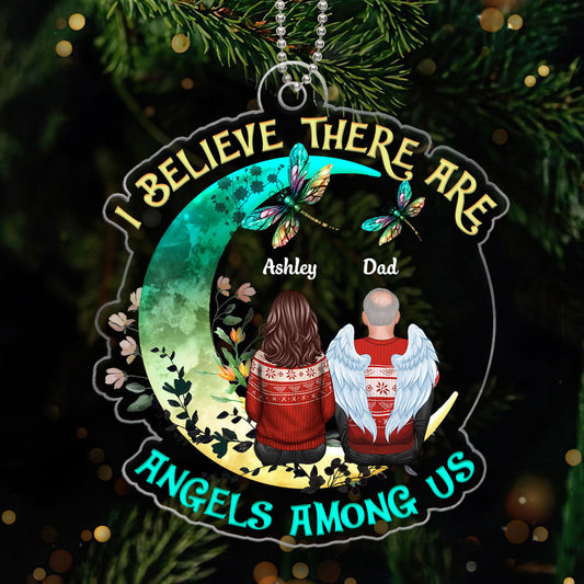 Angels Among Us Beautiful Moon Memorial Personalized Acrylic Ornament