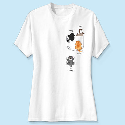 Cute Naughty Cat Climbing Pocket Personalized Shirt
