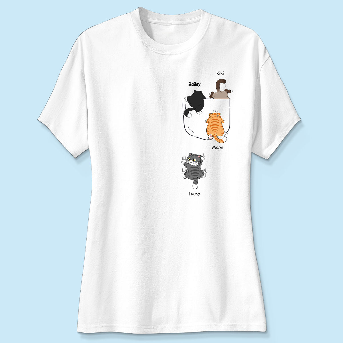 Cute Naughty Cat Climbing Pocket Personalized Shirt