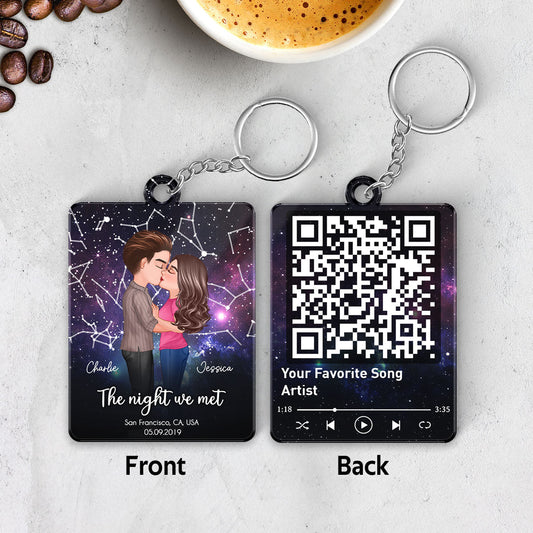 Couple Kissing Under the Galaxy Star Map by Location & Date Personalized Acrylic Keychain