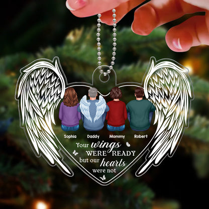 Wings Heart Family Sitting Memorial Remembrance Gifts Personalized Acrylic Ornament