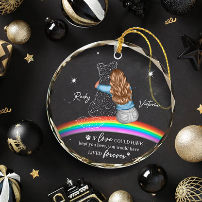 Rainbow Bridge Dog Memorial Pet Loss Keepsake Personalized Glass Ornament