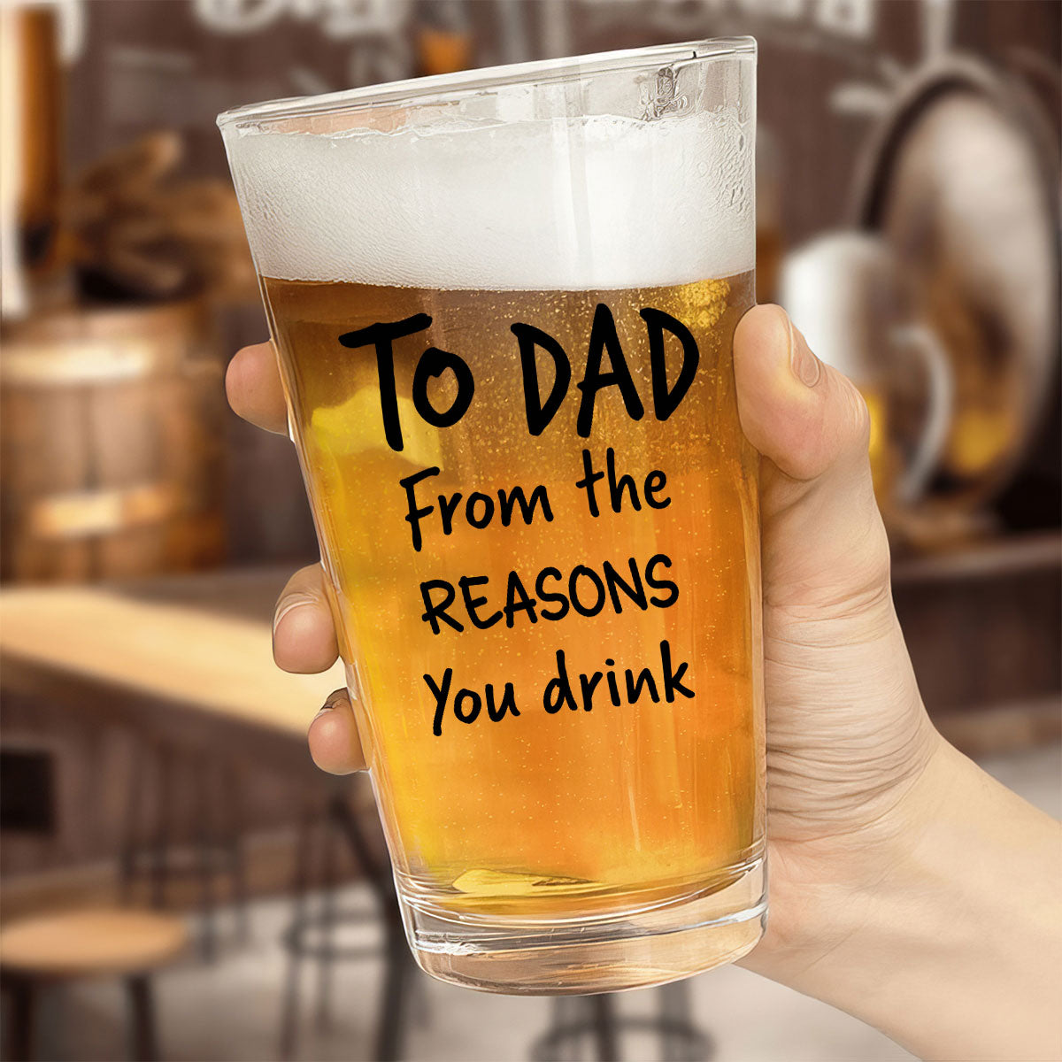 To Dad Grandpa From The Reasons You Drink Personalized Beer Glass, Unique Gift For Dad Grandpa, Funny Father's Day Gift