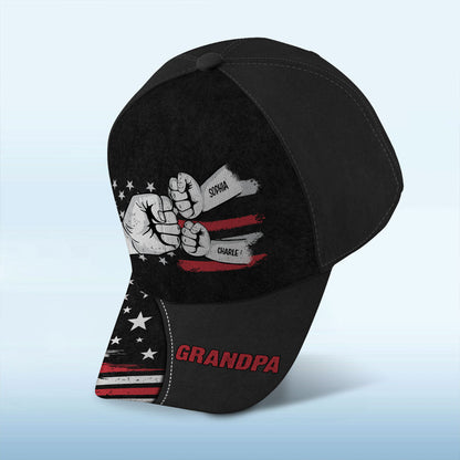 Dad Grandpa Fist Bump Nation Flag Personalized Classic Cap, Gift For Dad, For Grandpa, For Husband