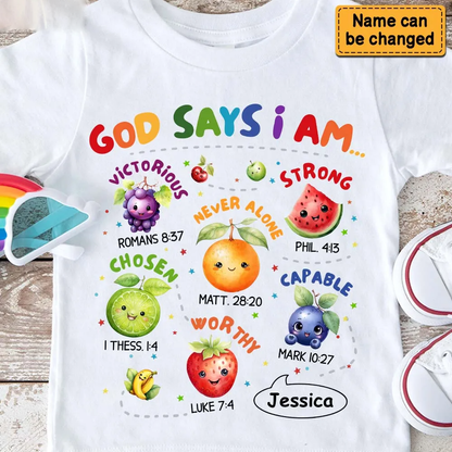 Personalized Gift For Grandkids God Says I Am Cute Baby Fruits Kid T Shirt - Kid Hoodie - Kid Sweatshirt