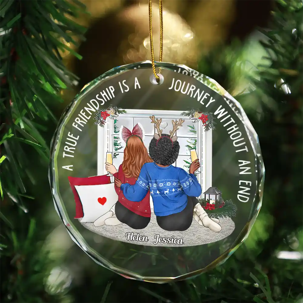 Christmas A True Friendship - Personalized Circle Acrylic Ornament