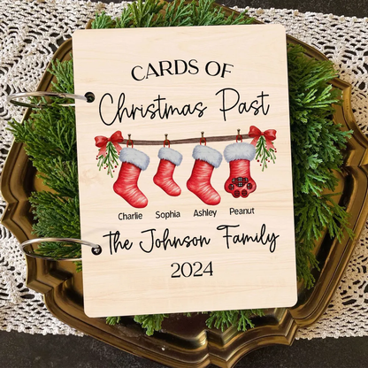 Family Stocking Holiday Card Storage Keepsake Personalized Christmas Card Keeper