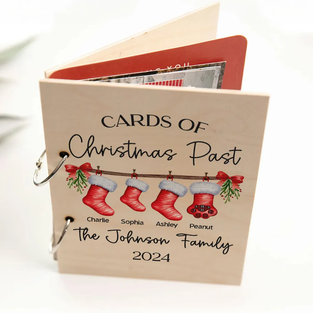 Family Stocking Holiday Card Storage Keepsake Personalized Christmas Card Keeper