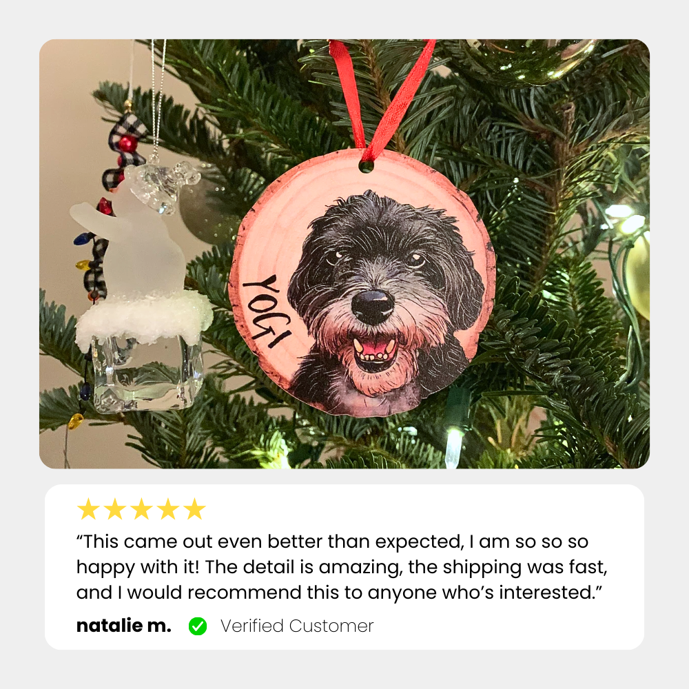 Unique Pet's Face Wooden Ornament - Custom Dog Cat Portrait - Gifts For Dog Mom, Dad, Dog Cat Lovers