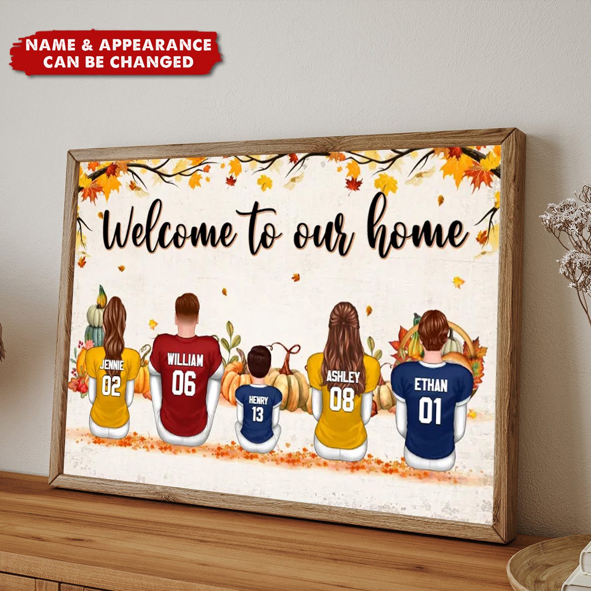 Fall Season Football Family Sitting Personalized Poster, Gift For Husband, Wife, Dad, Mom