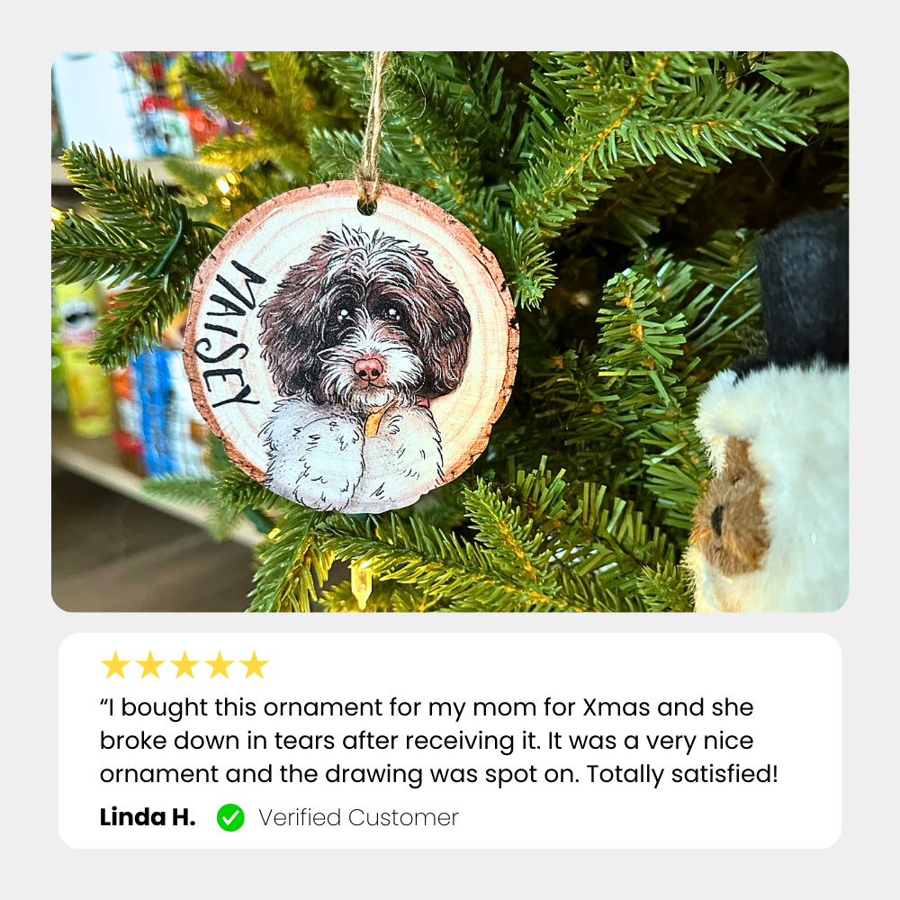 Unique Pet's Face Wooden Ornament - Custom Dog Cat Portrait - Gifts For Dog Mom, Dad, Dog Cat Lovers