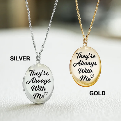 Custom Photo Memorial Always With Me Forever In My Heart - Personalized Locket Necklace