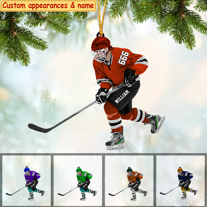 Personalized Ice Hockey Acrylic Christmas Ornament