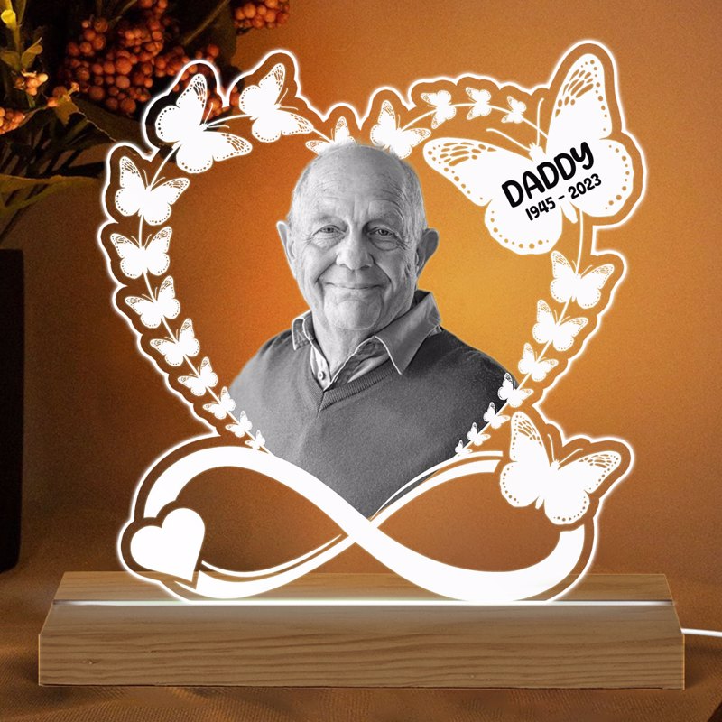 Heart Infinity Butterflies Memorial Keepsake Photo Inserted Personalized Acrylic LED Night Light