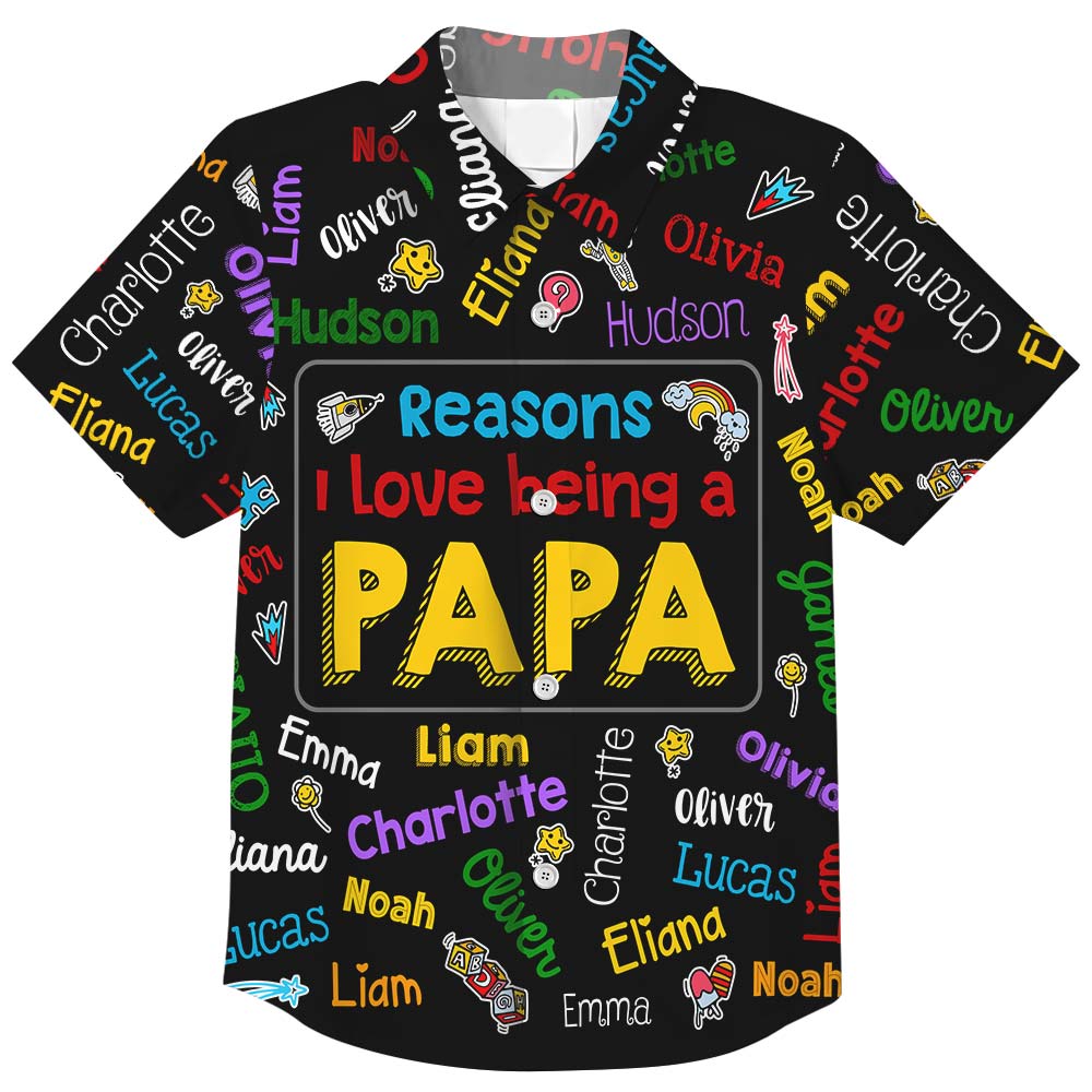 Personalized Gift for Grandpa Kids Name Word Art Hawaiian Shirt 32655 Primary Mockup