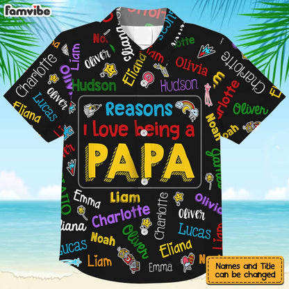 Personalized Gift for Grandpa Kids Name Word Art Hawaiian Shirt 32655 Mockup 2