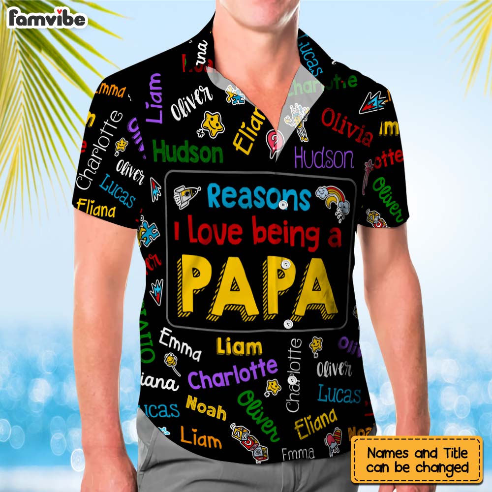 Personalized Gift for Grandpa Kids Name Word Art Hawaiian Shirt 32655 Mockup 3