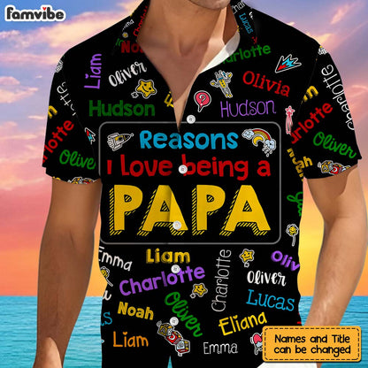 Personalized Gift for Grandpa Kids Name Word Art Hawaiian Shirt 32655 Mockup 4