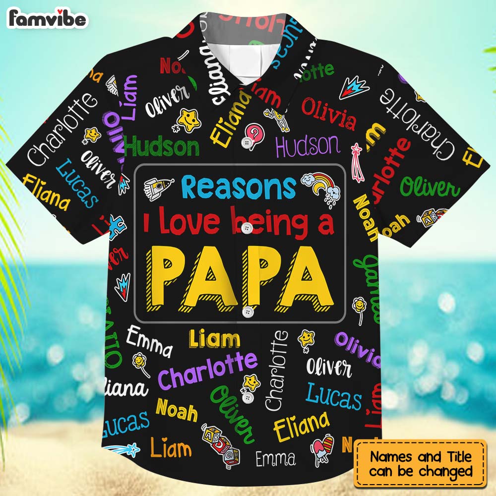 Personalized Gift for Grandpa Kids Name Word Art Hawaiian Shirt 32655 Mockup 5