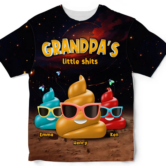 Personalized Gift For Grandpa Funny Little Sh*t All-over Print T Shirt