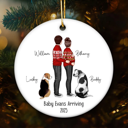 Custom Maternity Ornament, Personalized Expectant Parents, Pregnancy Announcement