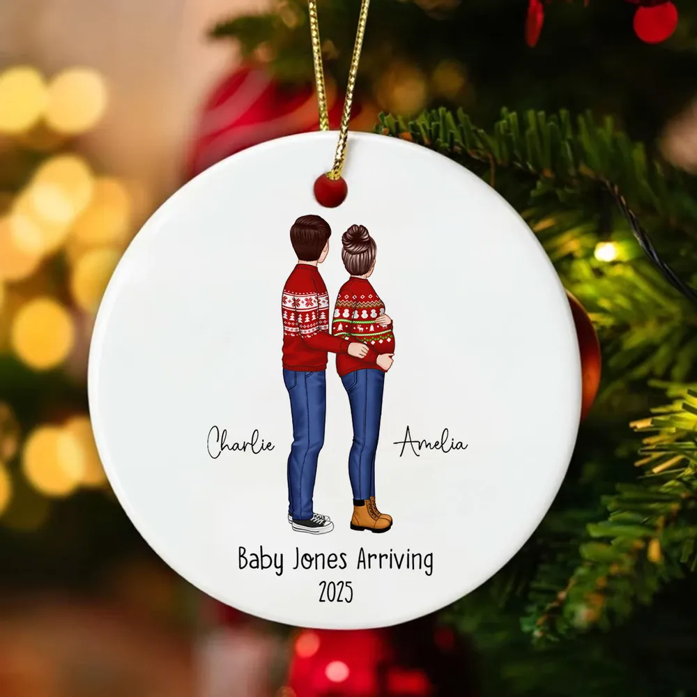 Custom Maternity Ornament, Personalized Expectant Parents, Pregnancy Announcement