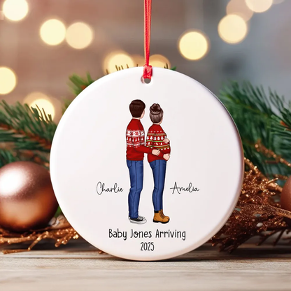 Custom Maternity Ornament, Personalized Expectant Parents, Pregnancy Announcement