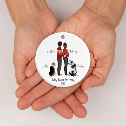 Custom Maternity Ornament, Personalized Expectant Parents, Pregnancy Announcement