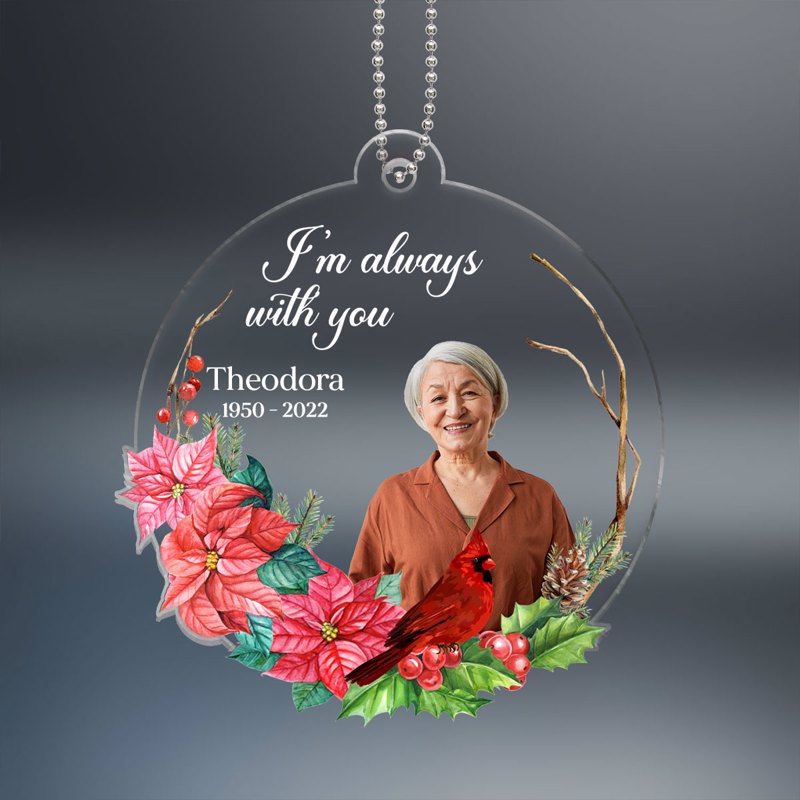 Custom Photo Cardinal Wreath Always With You Personalized Acrylic Ornament