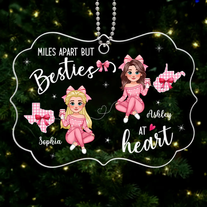 Long Distance Besties Coquette Christmas Personalized Acrylic Ornament