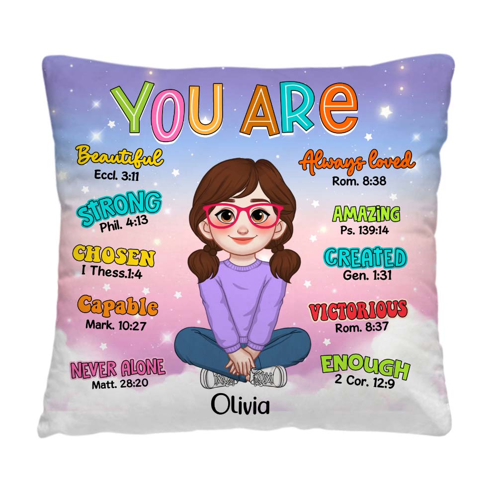 Personalized 'You Are Bible Verses' Gift for Granddaughter & Daughter Pillow 35748 Primary Mockup