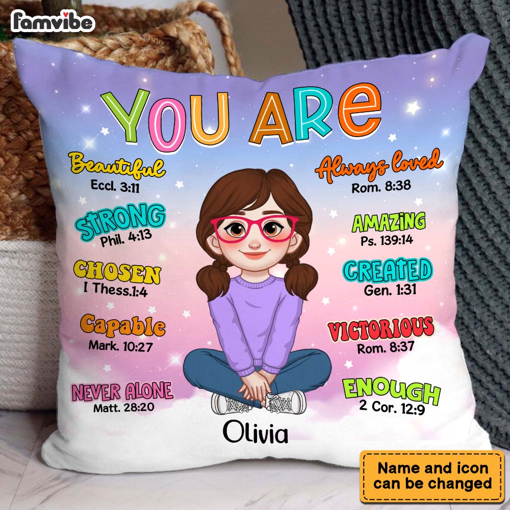 Personalized 'You Are Bible Verses' Gift for Granddaughter & Daughter Pillow 35748 Mockup 2