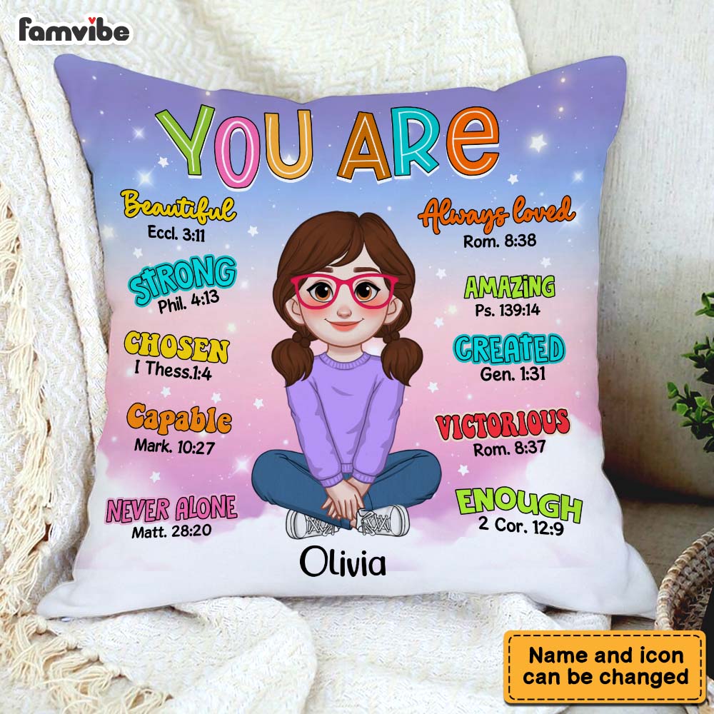 Personalized 'You Are Bible Verses' Gift for Granddaughter & Daughter Pillow 35748 Mockup 3