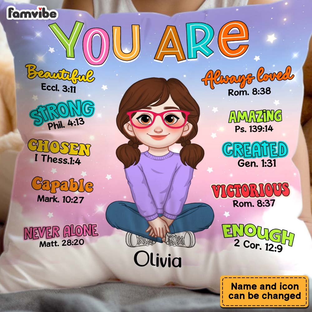 Personalized 'You Are Bible Verses' Gift for Granddaughter & Daughter Pillow 35748 Mockup 4