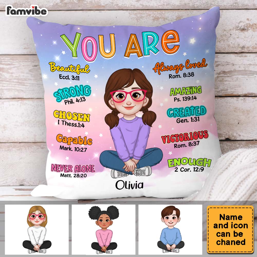 Personalized 'You Are Bible Verses' Gift for Granddaughter & Daughter Pillow 35748 Mockup 5